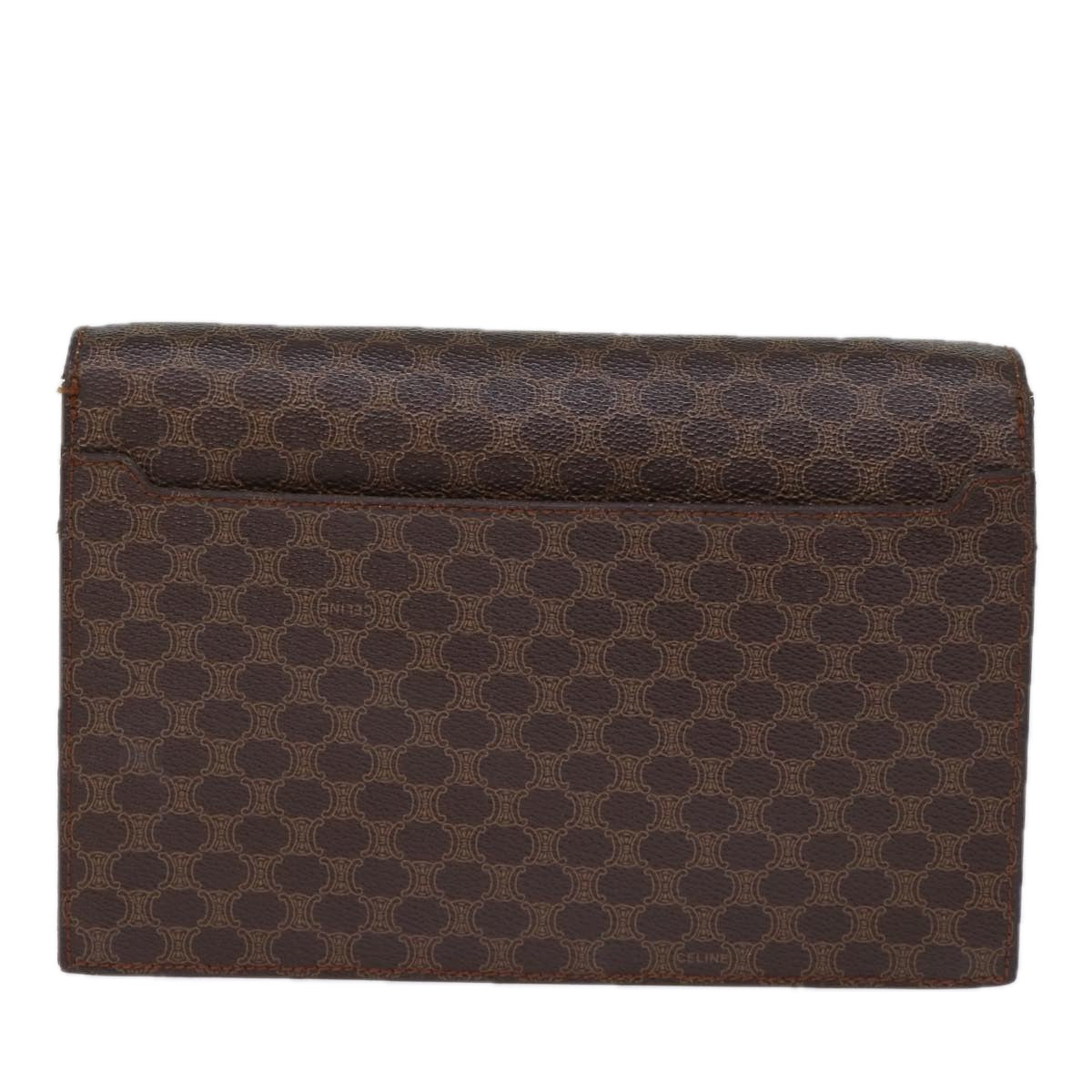 CELINE Macadam Canvas Clutch Bag PVC Brown Auth bs13995 - 0