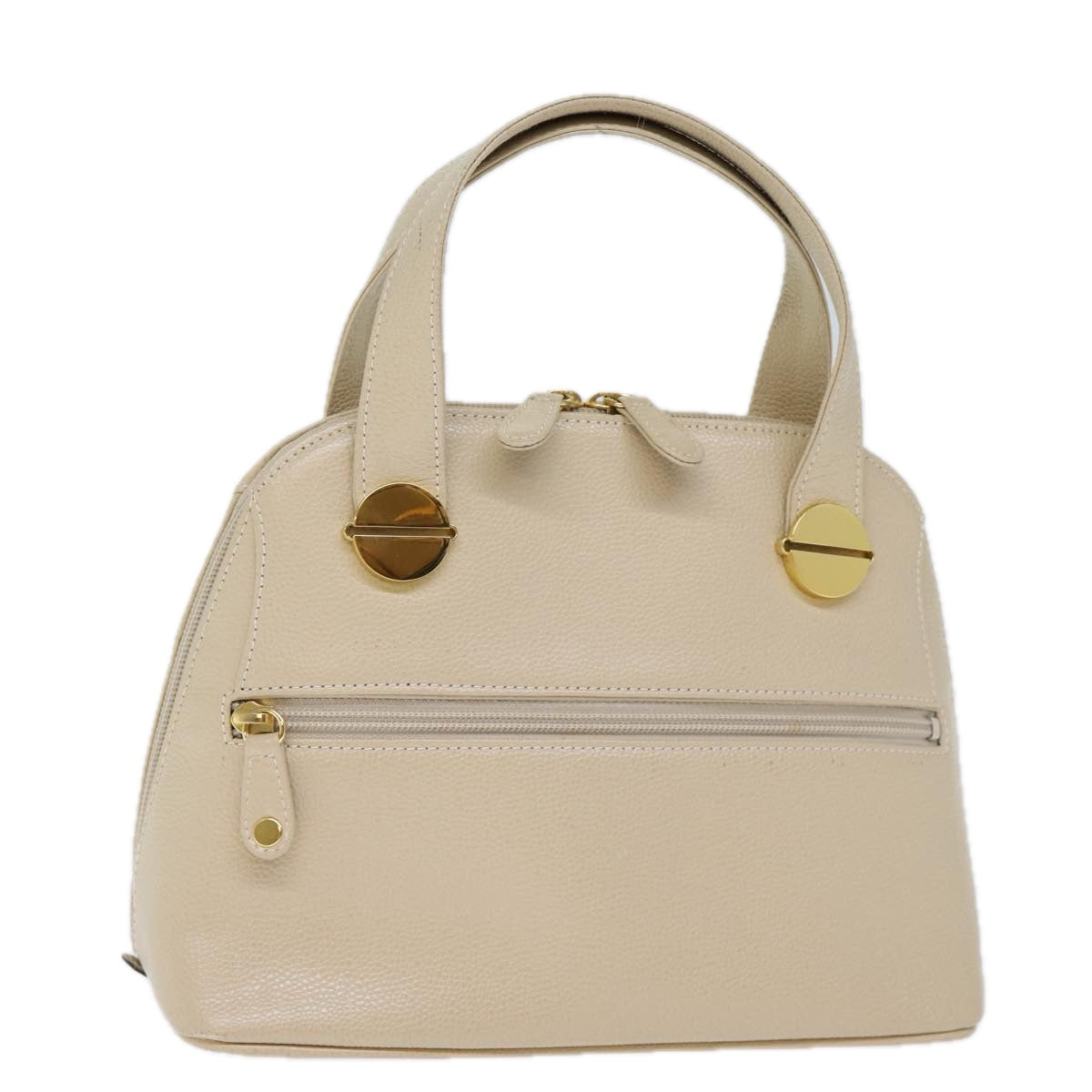 GIVENCHY Hand Bag Leather Beige Auth bs14017