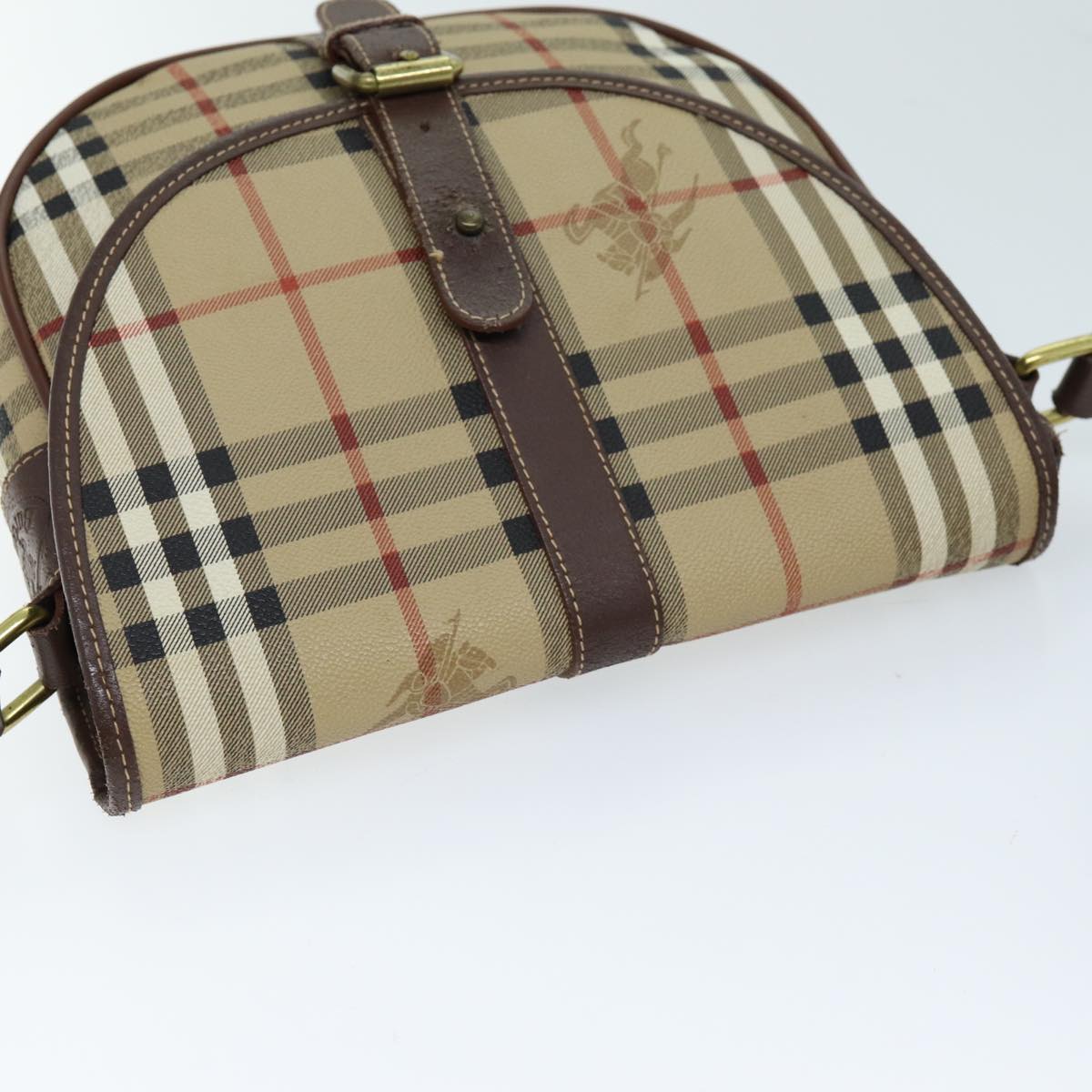 Burberrys Nova Check Shoulder Bag PVC Beige Auth bs14024