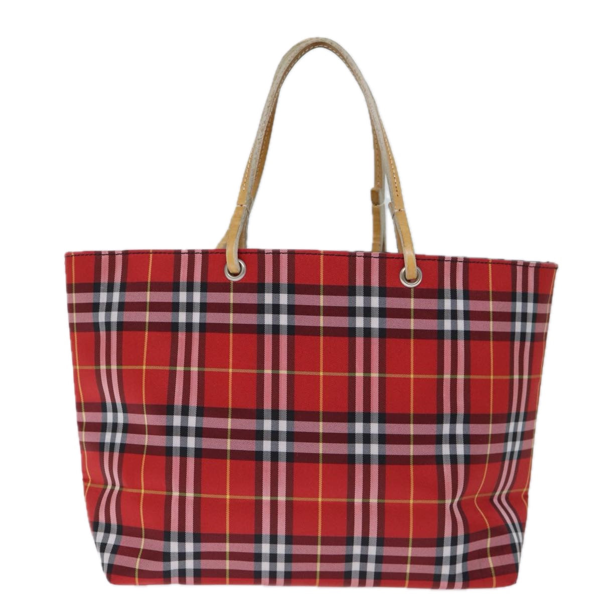 BURBERRY Nova Check Hand Bag Nylon Red Auth bs14025 - 0