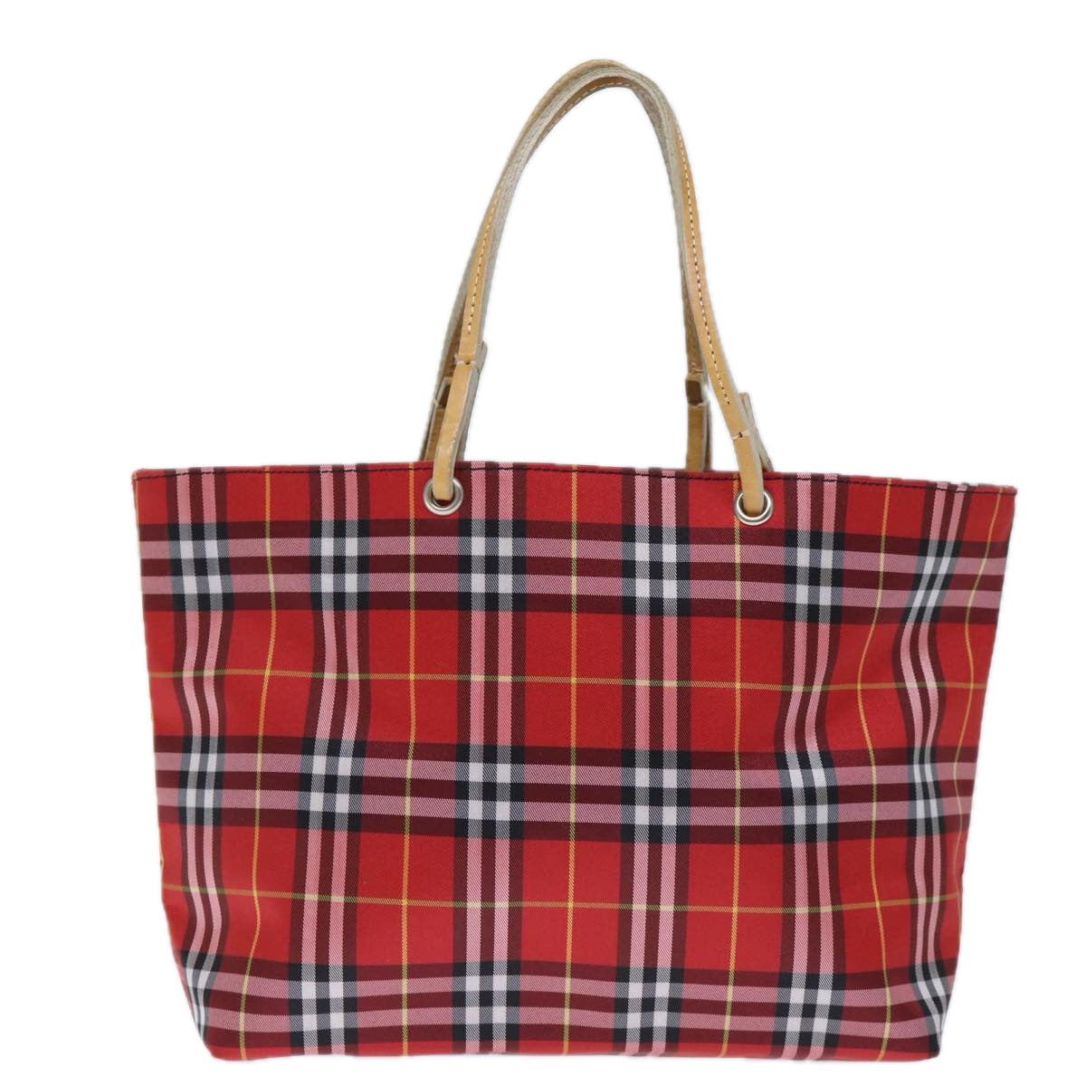 BURBERRY Nova Check Hand Bag Nylon Red Auth bs14025