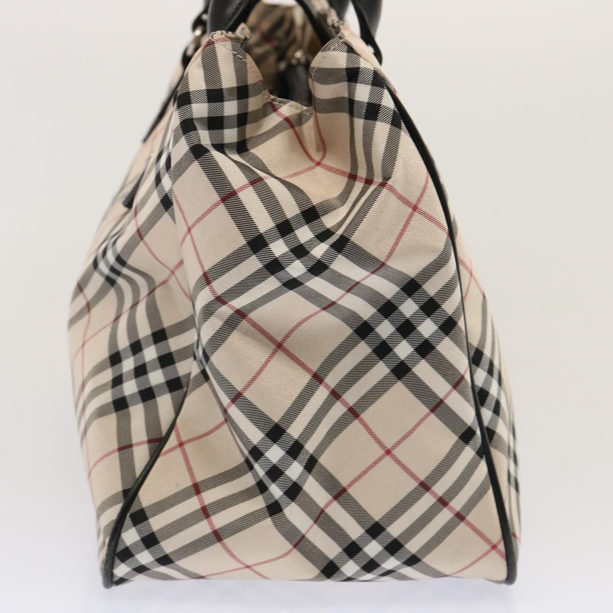 BURBERRY Nova Check Blue Label Hand Bag Nylon Beige Auth bs14029