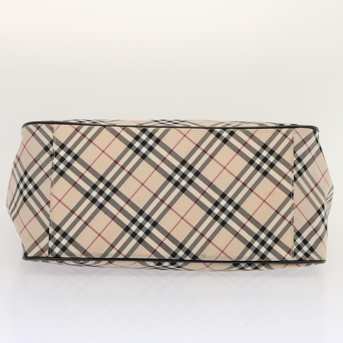 BURBERRY Nova Check Blue Label Hand Bag Nylon Beige Auth bs14029