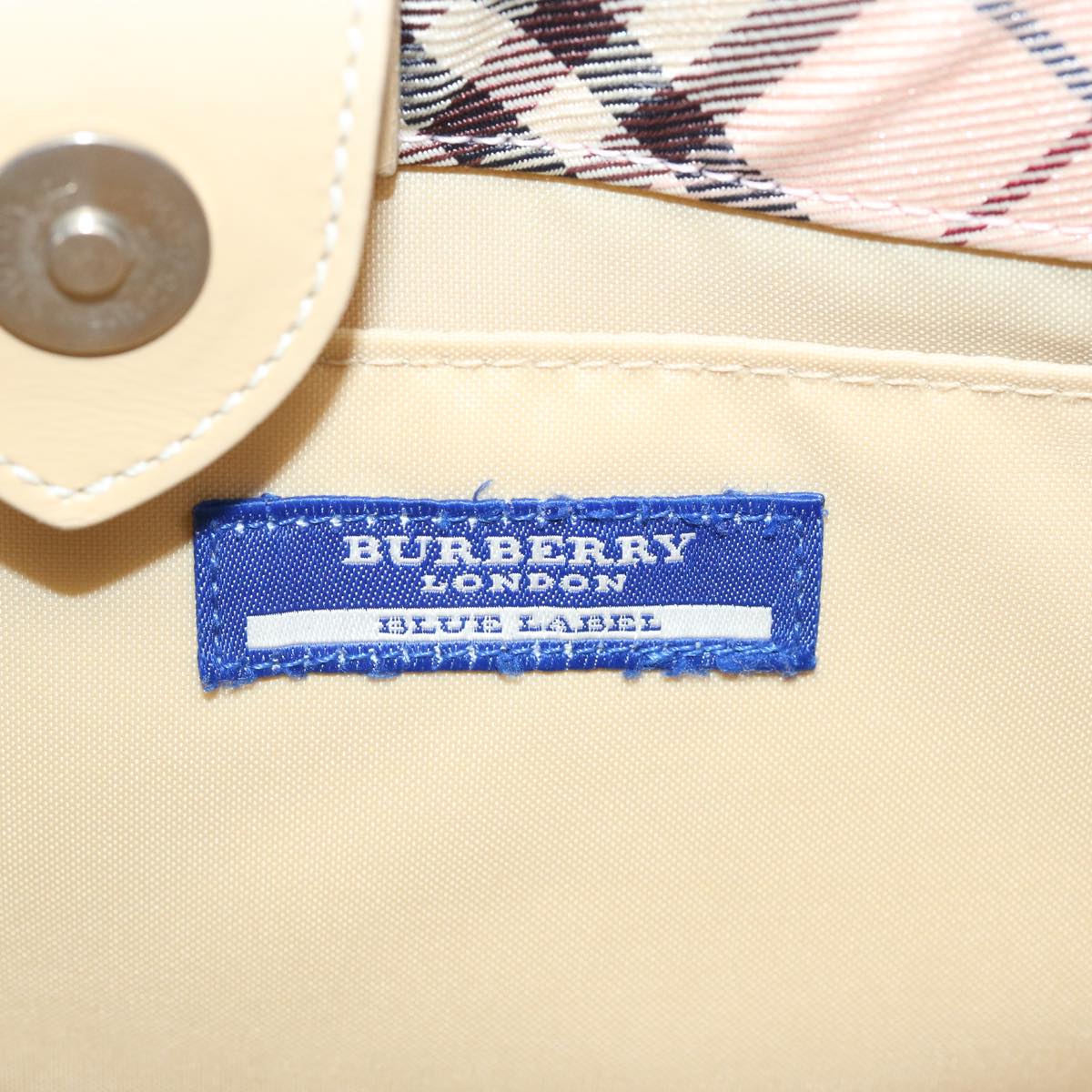 BURBERRY Nova Check Blue Label Tote Bag Canvas Beige Auth bs14030