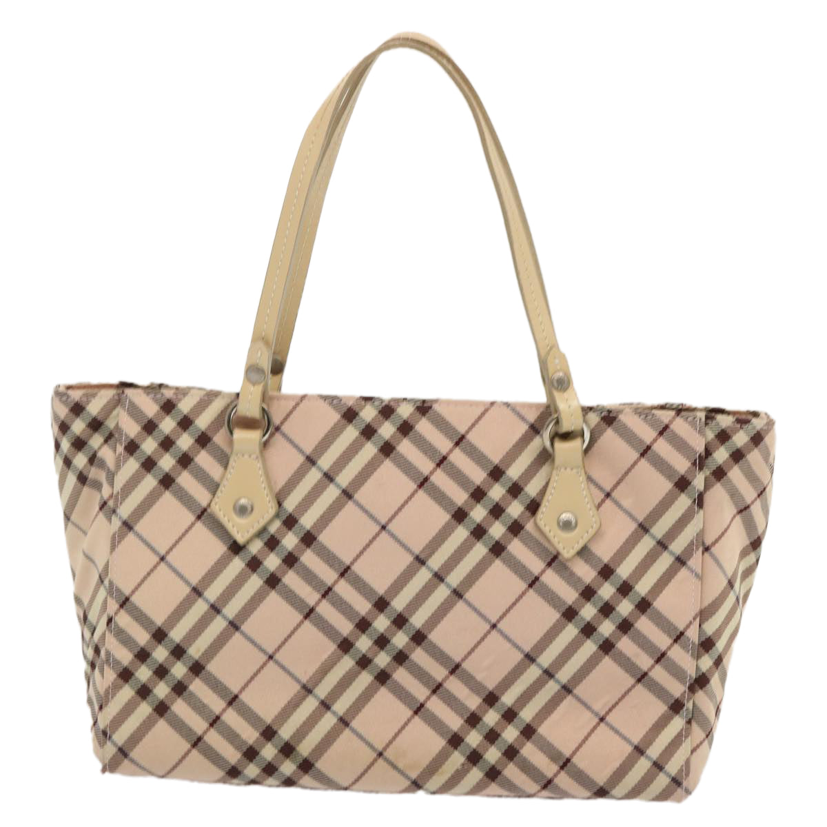 BURBERRY Nova Check Blue Label Tote Bag Canvas Beige Auth bs14030 - 0