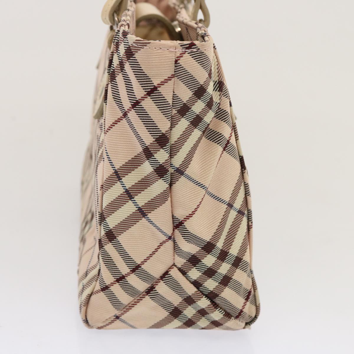 BURBERRY Nova Check Blue Label Tote Bag Canvas Beige Auth bs14030