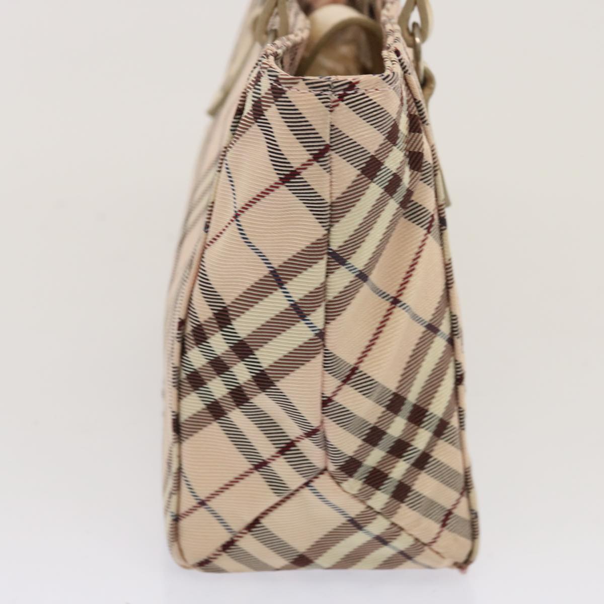 BURBERRY Nova Check Blue Label Tote Bag Canvas Beige Auth bs14030