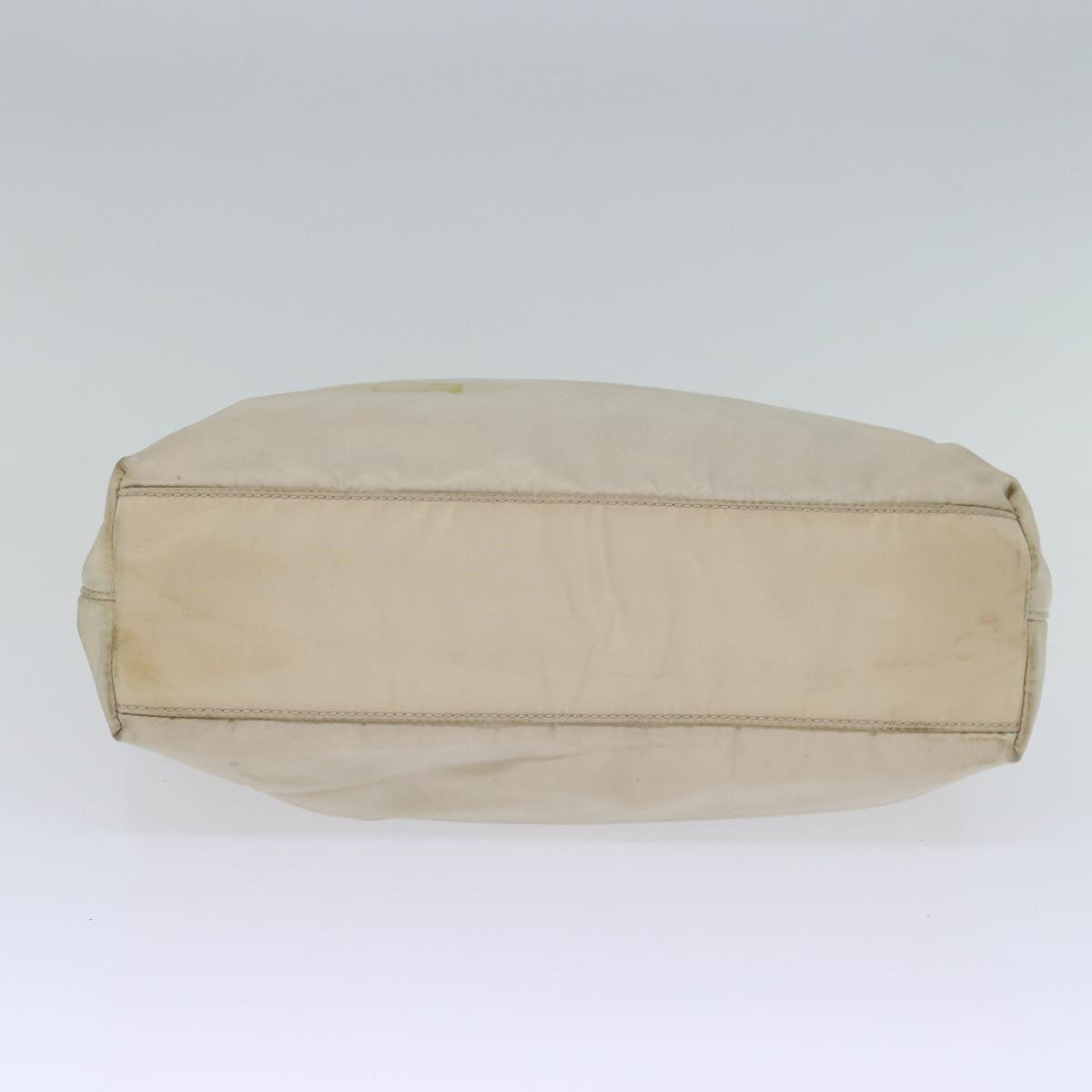 PRADA Tote Bag Nylon Beige Cream Auth bs14045