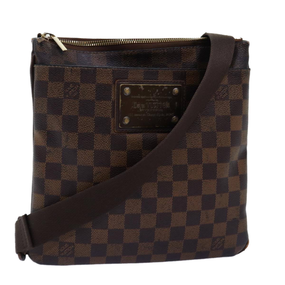 LOUIS VUITTON Damier Ebene Pochette Plat Brooklyn Bag N41100 LV Auth bs14053