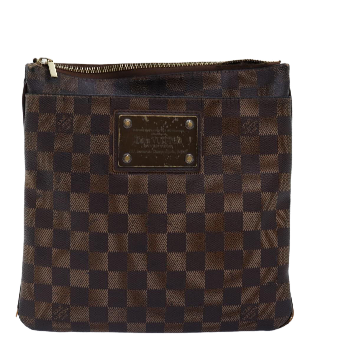 LOUIS VUITTON Damier Ebene Pochette Plat Brooklyn Bag N41100 LV Auth bs14053