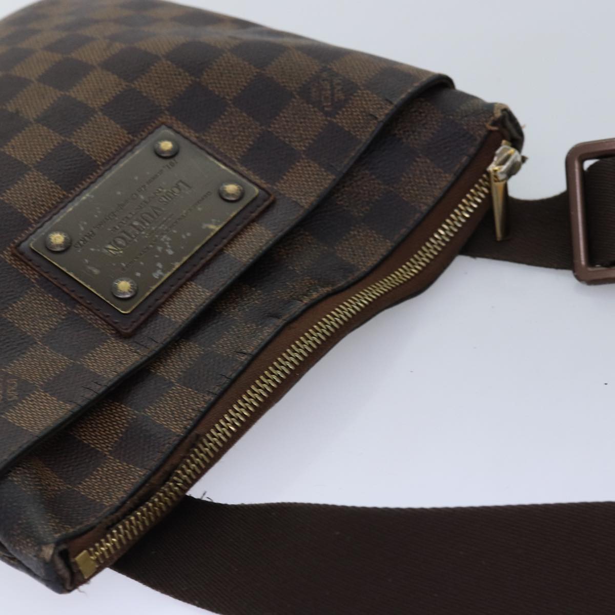 LOUIS VUITTON Damier Ebene Pochette Plat Brooklyn Bag N41100 LV Auth bs14053