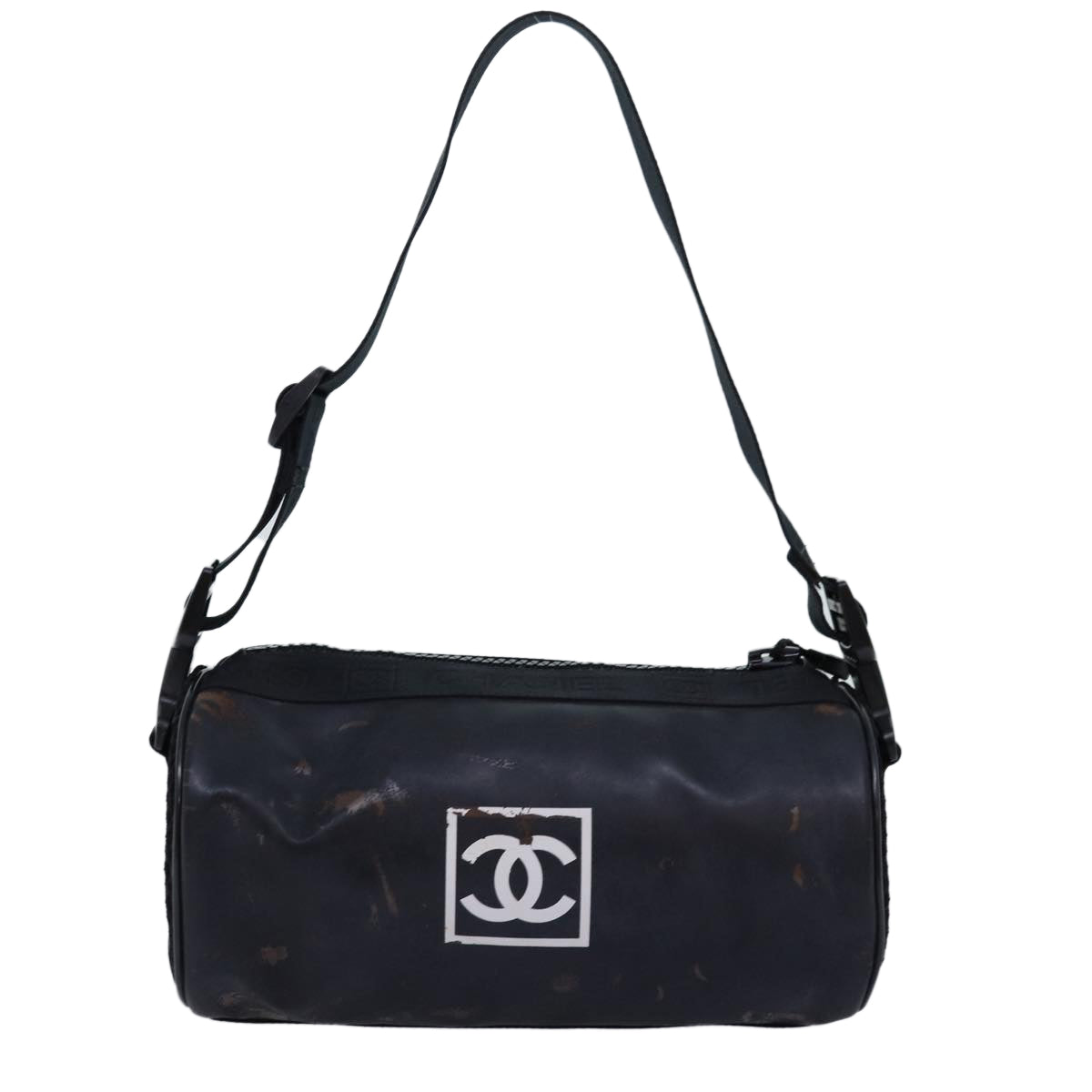CHANEL Mini Drum Sports Line Shoulder Bag Patent leather Black CC Auth bs14062 - 0
