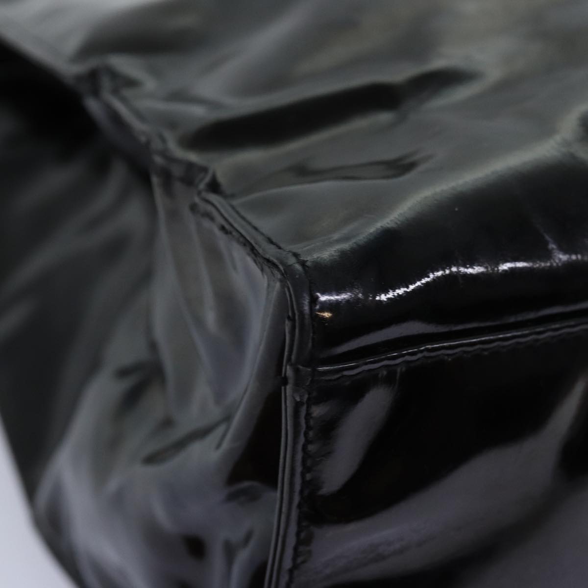 CHANEL Chain Shoulder Bag Enamel Black CC Auth bs14063