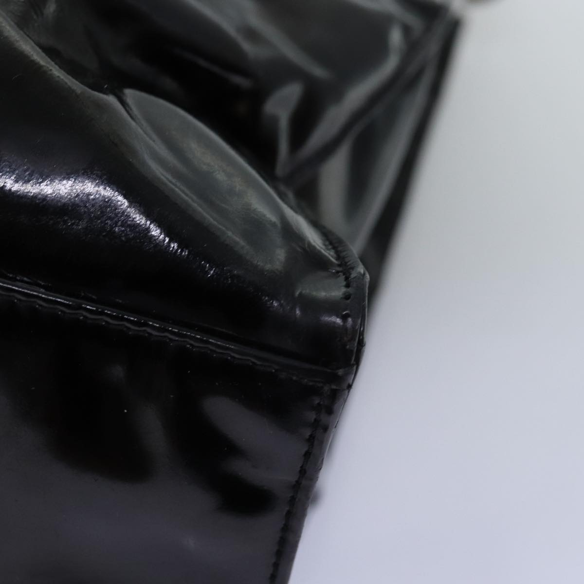 CHANEL Chain Shoulder Bag Enamel Black CC Auth bs14063