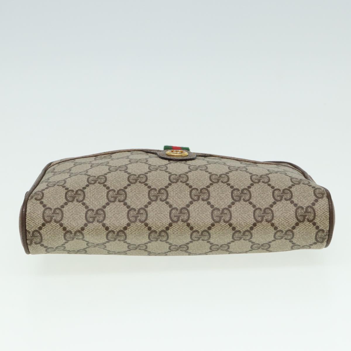 GUCCI GG Supreme Web Sherry Line Clutch Bag 2Set Beige Red Green Auth bs14077