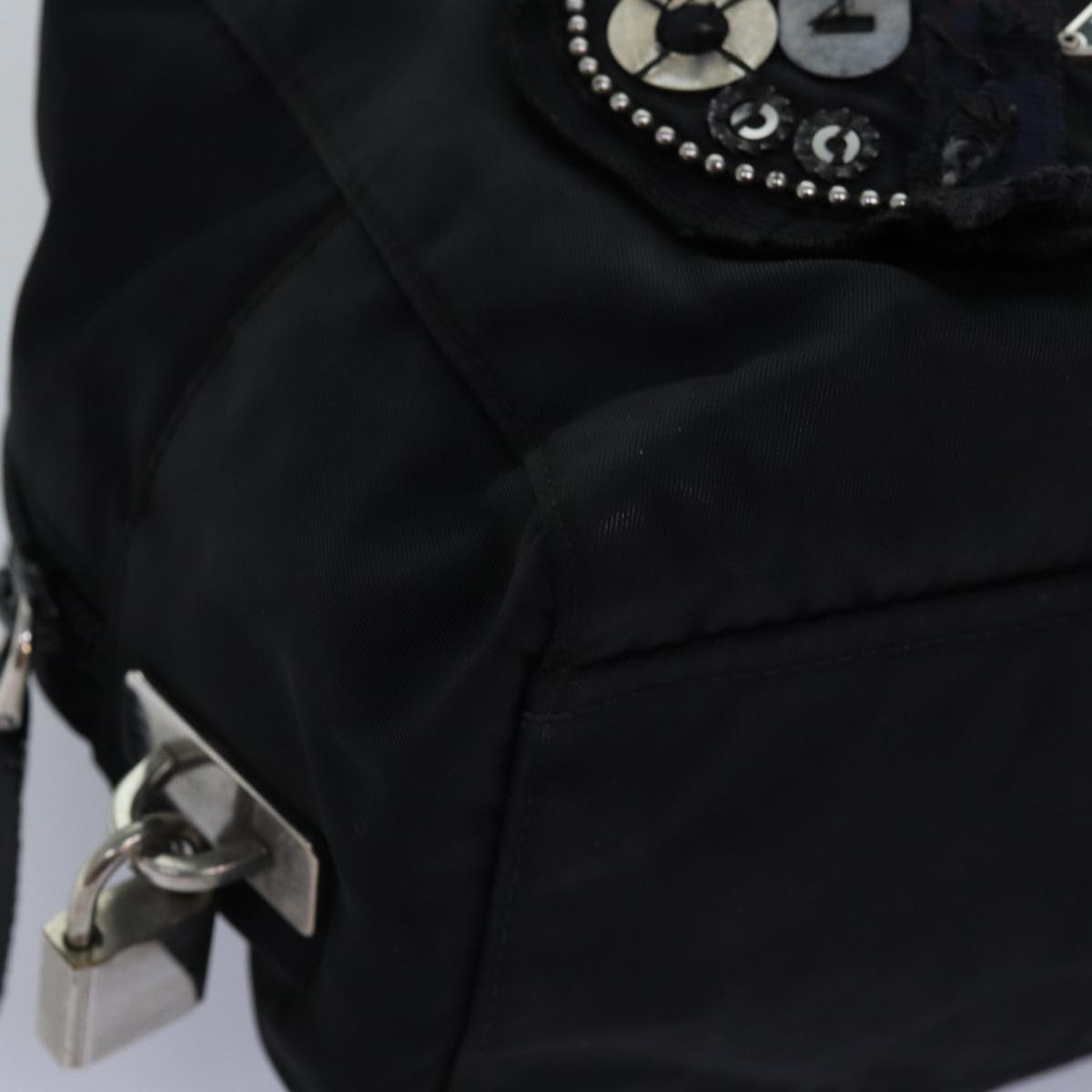 PRADA Hand Bag Nylon Black Auth bs14085