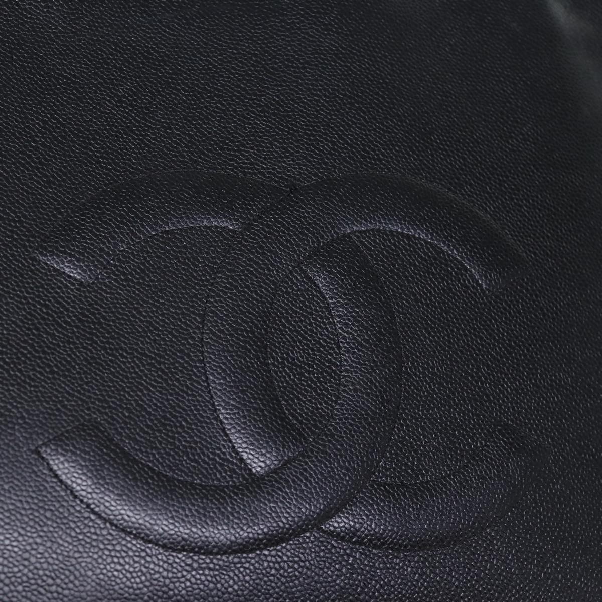 CHANEL COCO Mark Tote Bag Caviar Skin Black CC Auth bs14097