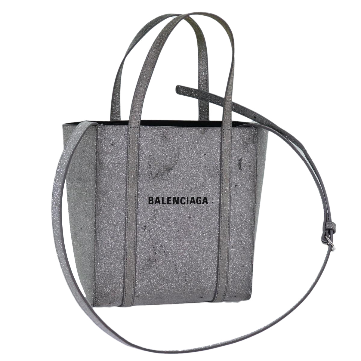 BALENCIAGA Everyday Tote XXS Hand Bag Leather 2way Silver 551815 Auth bs14099