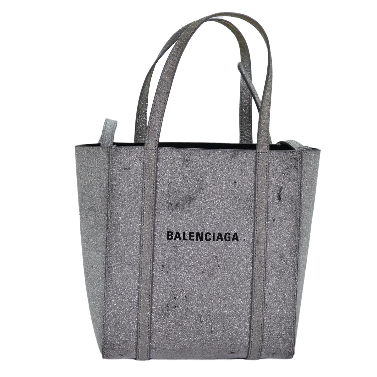 BALENCIAGA Everyday Tote XXS Hand Bag Leather 2way Silver 551815 Auth bs14099 - 0