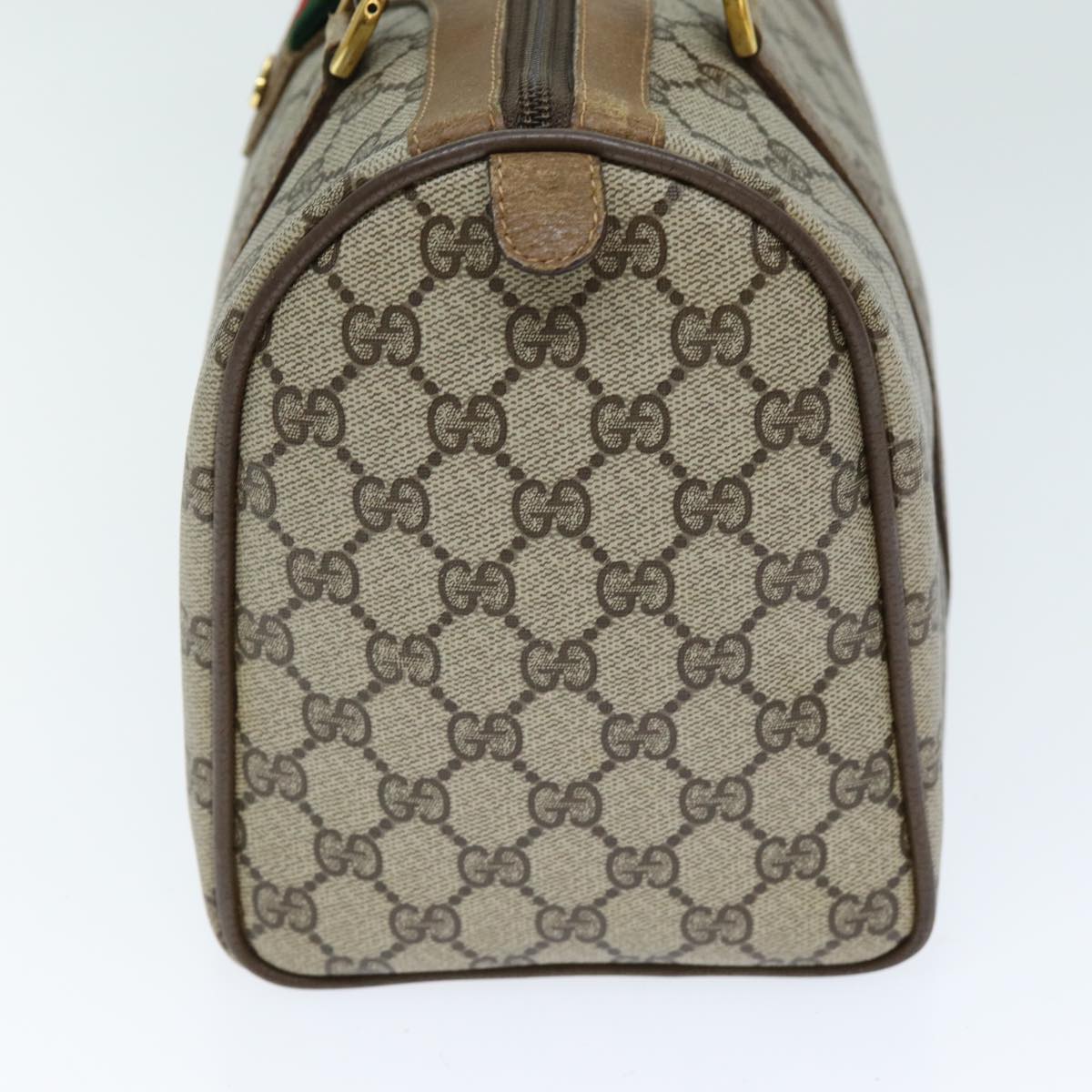 GUCCI GG Supreme Web Sherry Line Boston Bag Beige Red 111 02 007 Auth bs14106