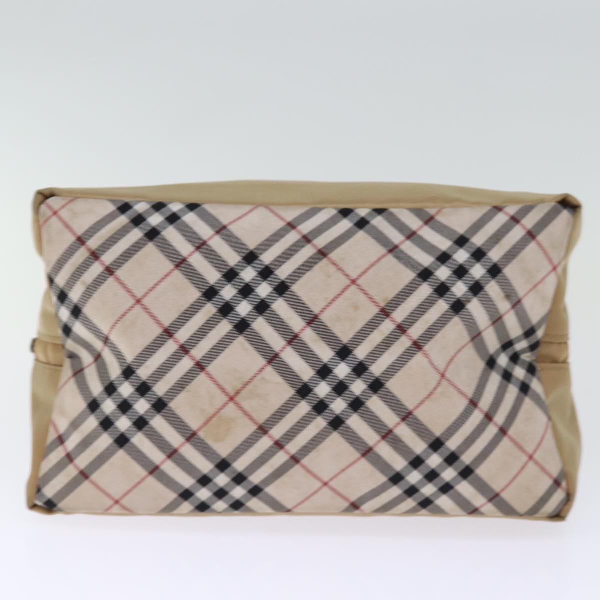 BURBERRY Nova Check Blue Label Hand Bag Nylon Beige Auth bs14115