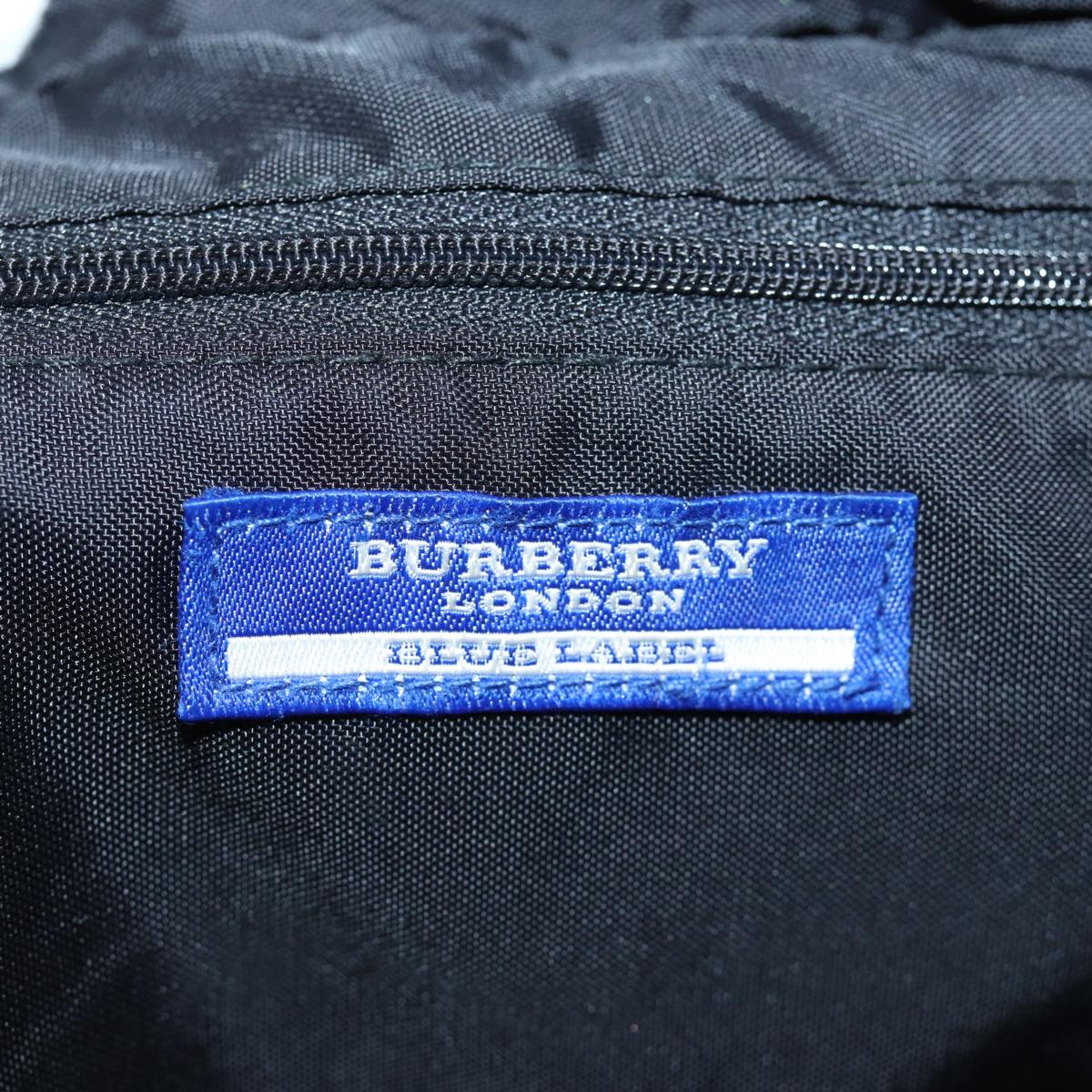 BURBERRY Nova Check Blue Label Hand Bag Nylon Beige Auth bs14115