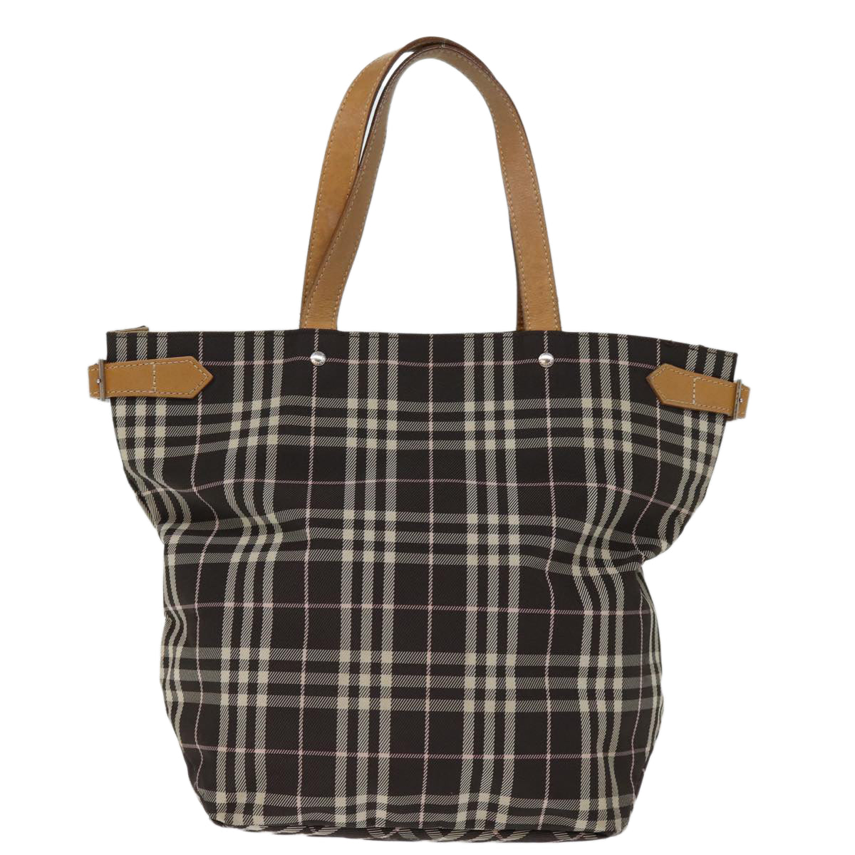 BURBERRY Blue Label Nova Check Tote Bag Nylon Brown Auth bs14116 - 0