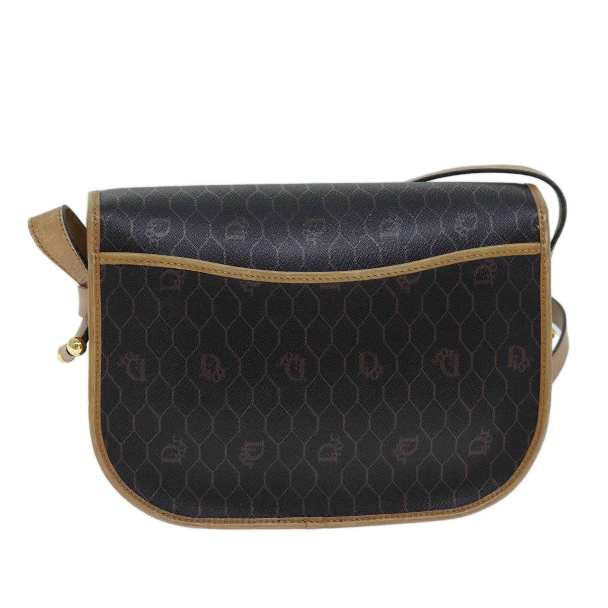 Christian Dior Honeycomb Canvas Shoulder Bag PVC Leather Black Auth bs14122 - 0