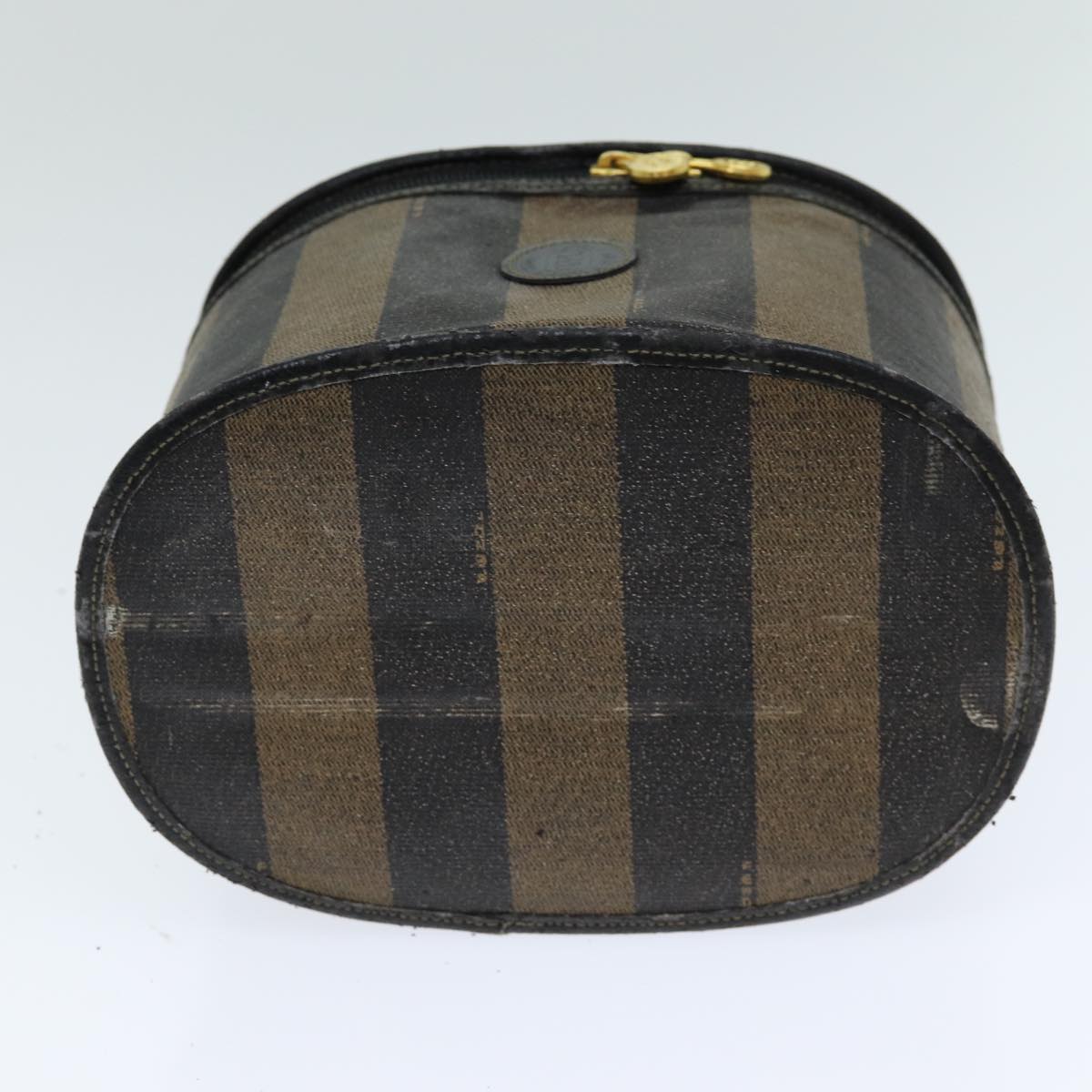 FENDI Pecan Canvas Vanity Cosmetic Pouch Black Brown Auth bs14130