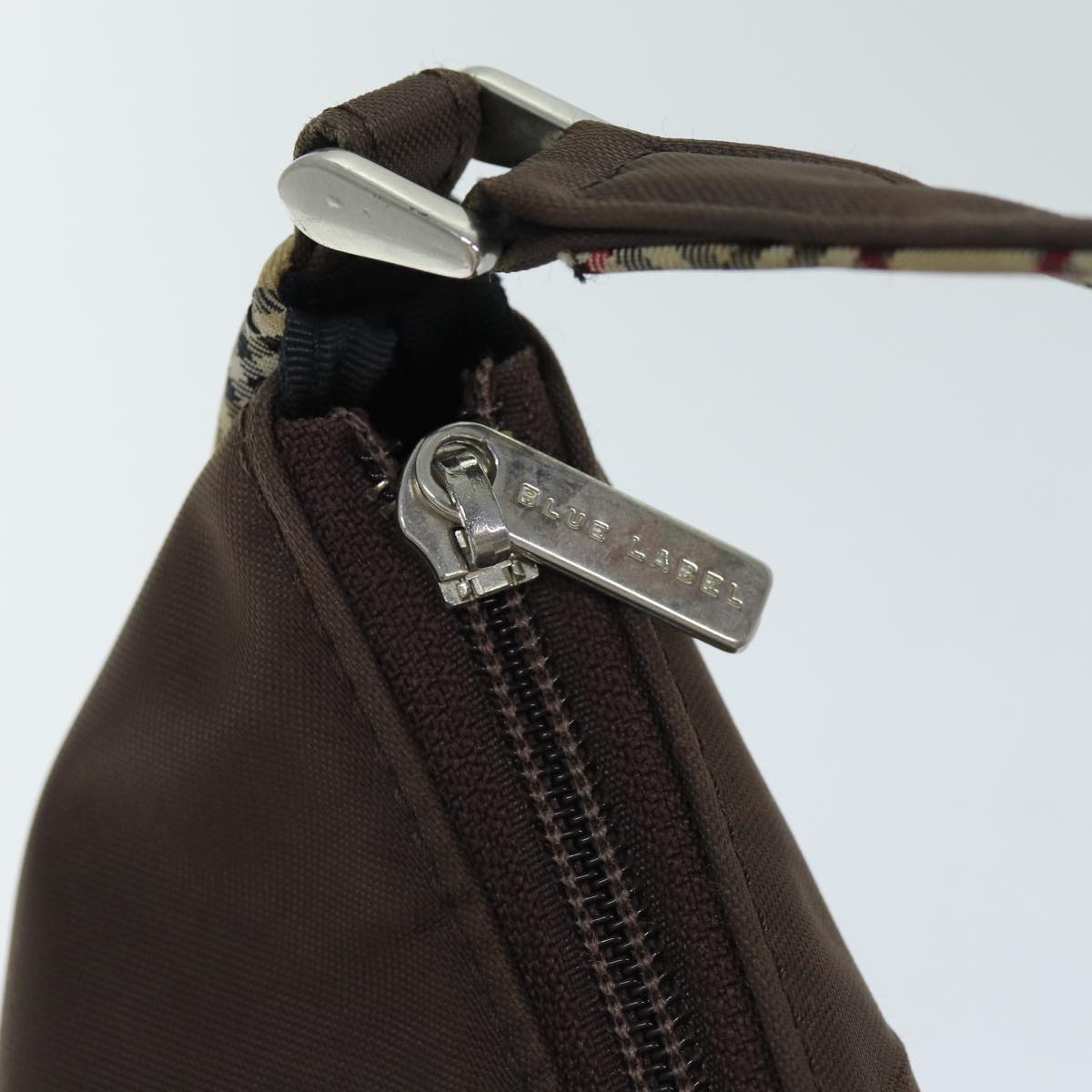 Burberrys Nova Check Blue Label Shoulder Bag Nylon Beige Brown Auth bs14139