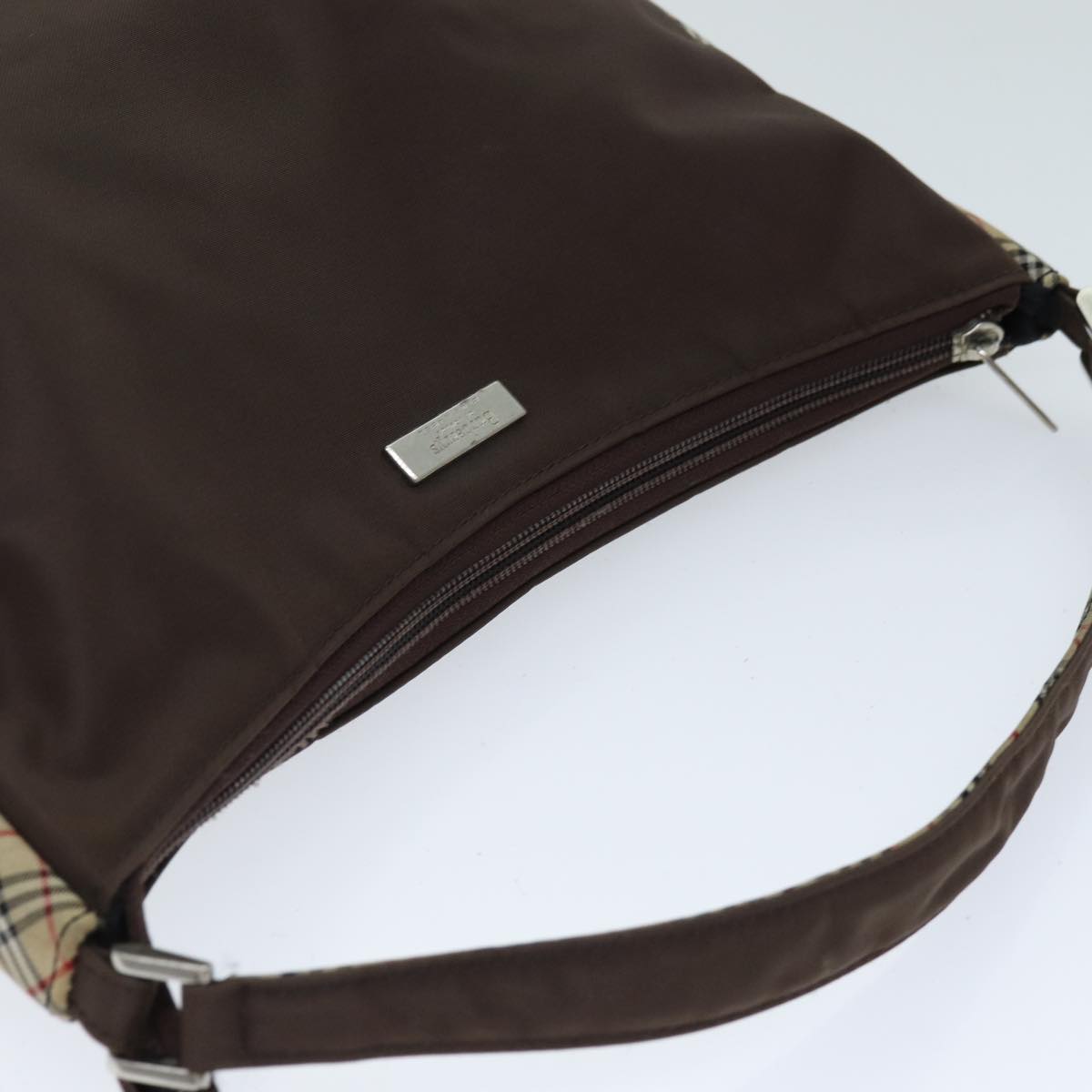 Burberrys Nova Check Blue Label Shoulder Bag Nylon Beige Brown Auth bs14139