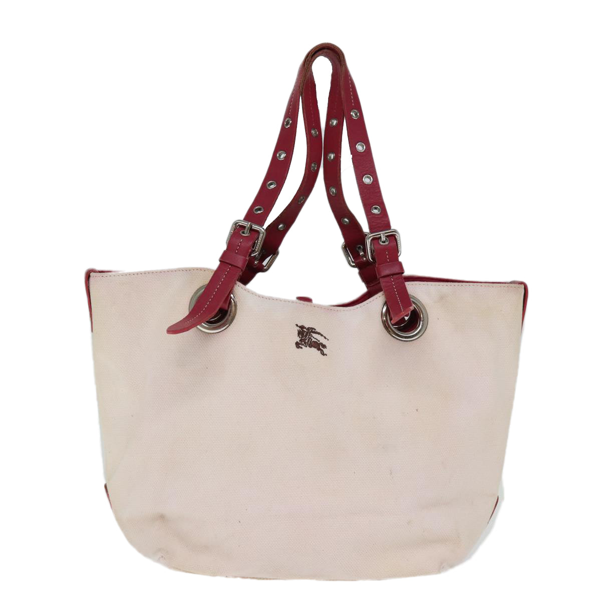 BURBERRY Blue Label Tote Bag Canvas Beige Auth bs14156