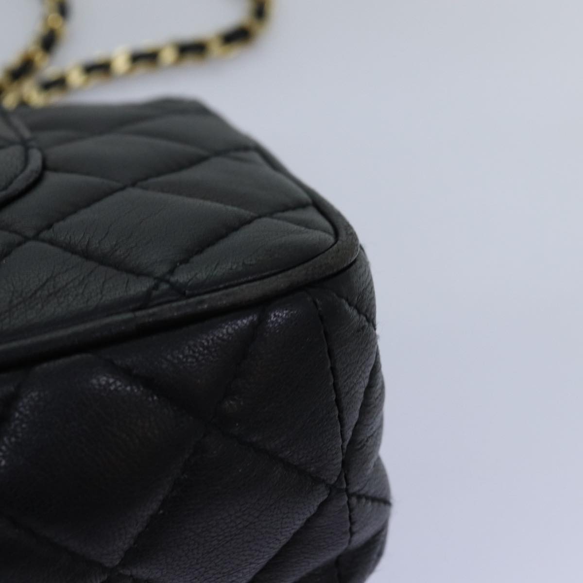 GIVENCHY Chain Shoulder Bag Leather Black Auth bs14157