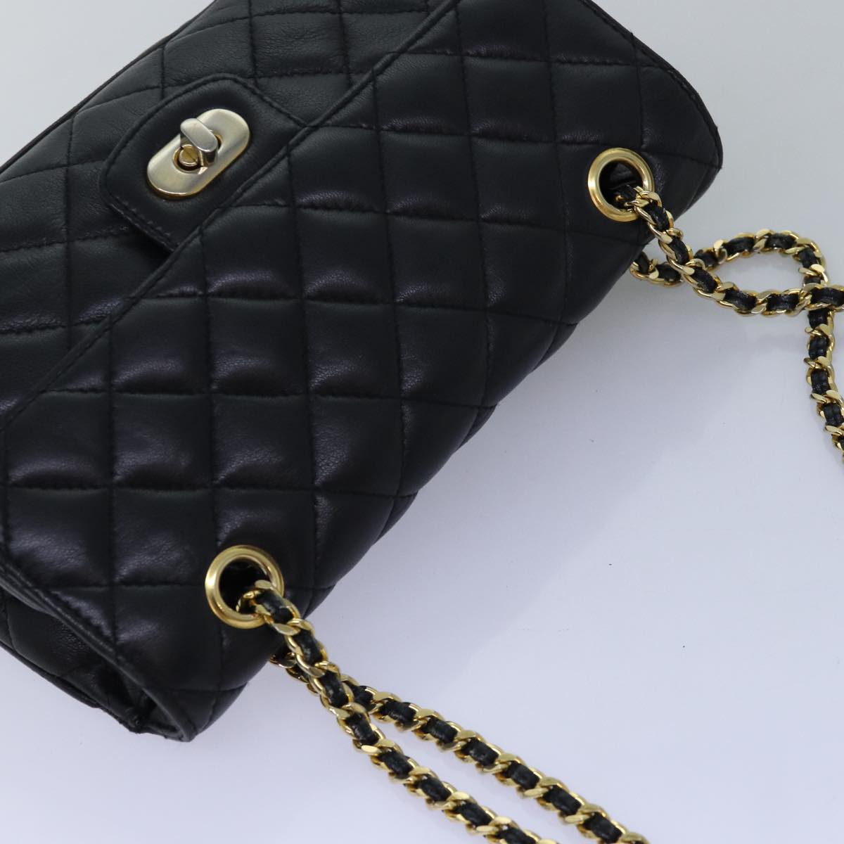 GIVENCHY Chain Shoulder Bag Leather Black Auth bs14157