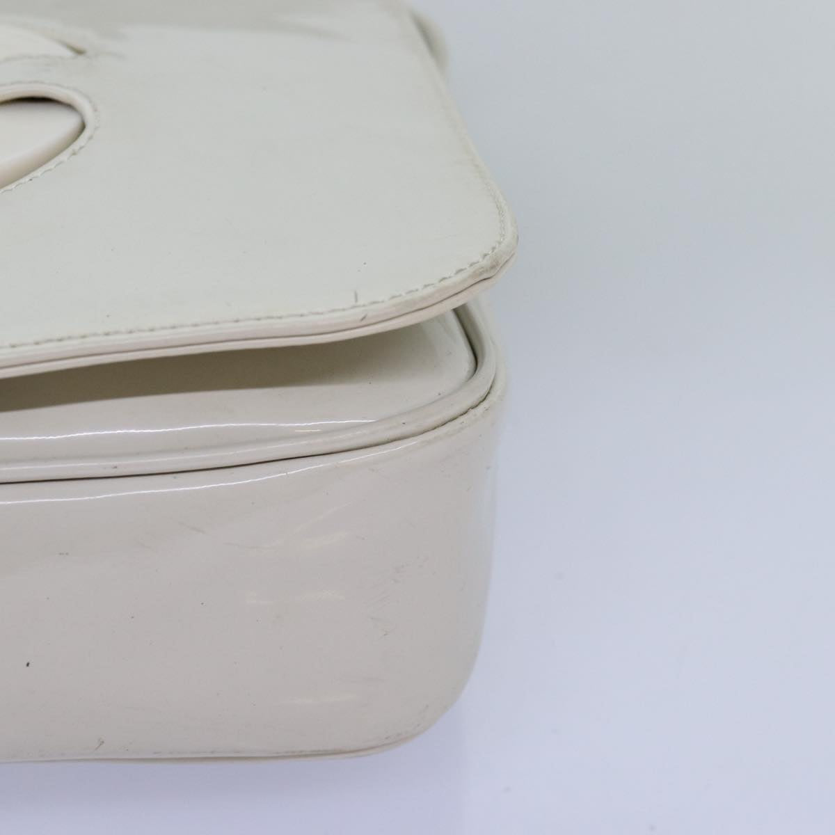 CELINE Shoulder Bag Enamel White Auth bs14161