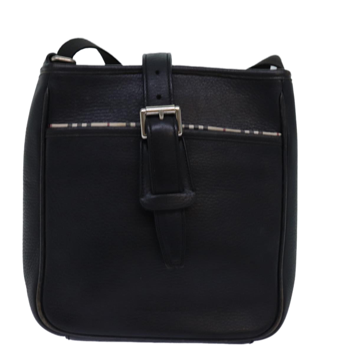 BURBERRY Shoulder Bag Leather Black Auth bs14162
