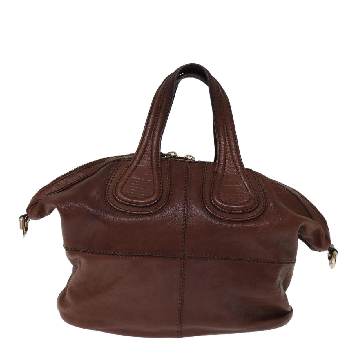 GIVENCHY Nightingale Hand Bag Leather 2way Brown Auth bs14188 - 0