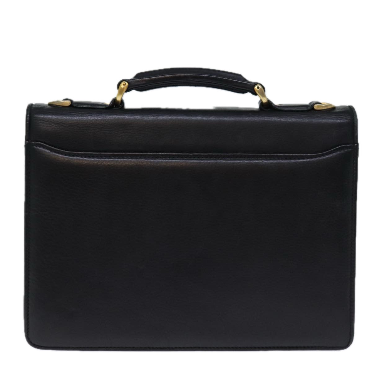 BALENCIAGA Business Bag Leather Black Auth bs14199