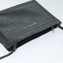 BALENCIAGA Navy Pochette Shoulder Bag Leather Black 339937 Auth bs14200-6