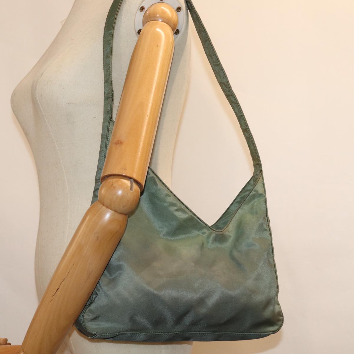 PRADA Shoulder Bag Nylon Green Auth bs14207
