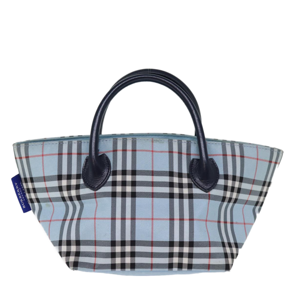 BURBERRY Nova Check Blue Label Hand Bag Nylon Blue Auth bs14211