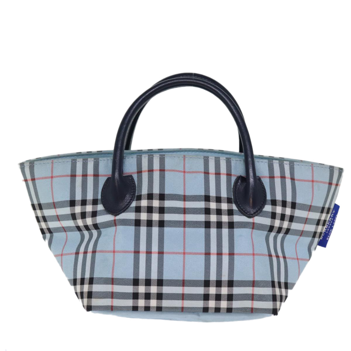 BURBERRY Nova Check Blue Label Hand Bag Nylon Blue Auth bs14211