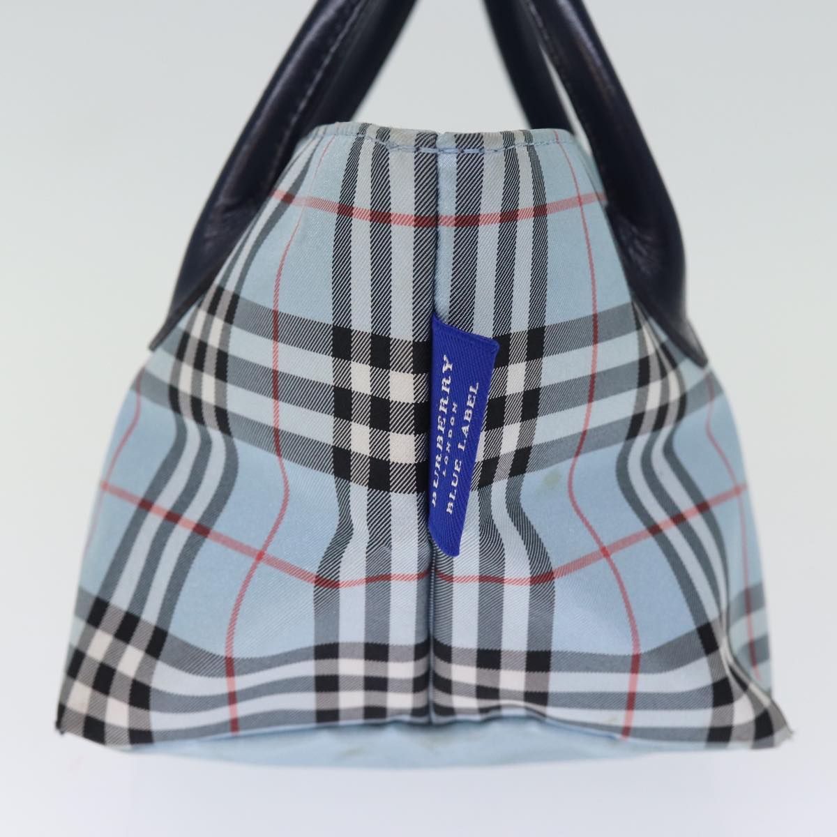 BURBERRY Nova Check Blue Label Hand Bag Nylon Blue Auth bs14211