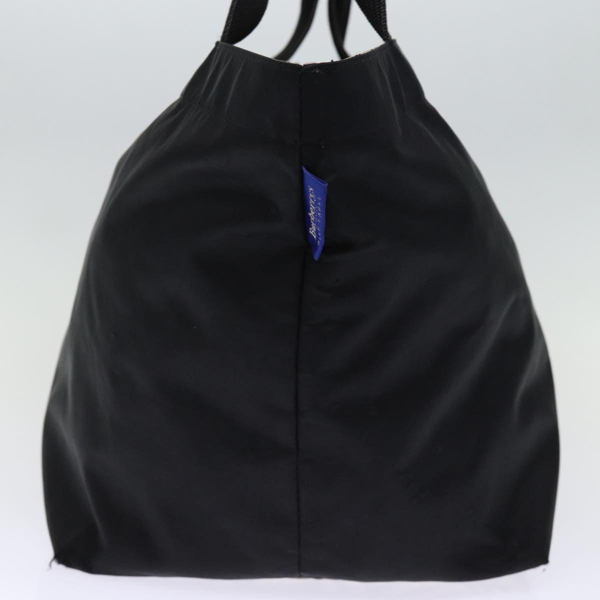 Burberrys Nova Check Blue Label Hand Bag Nylon Black Auth bs14212