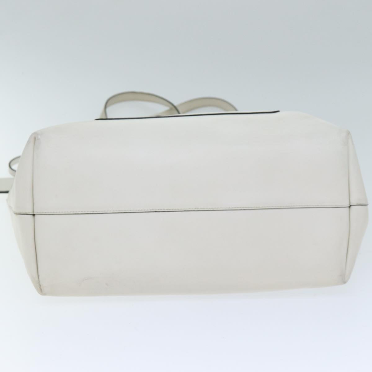 PRADA Tote Bag Leather White Auth bs14221