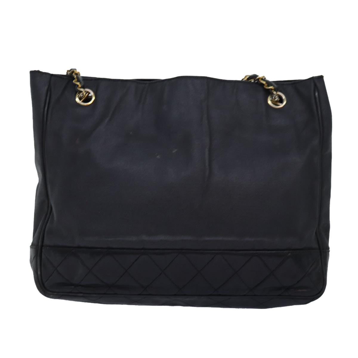 CHANEL Matelasse Chain Shoulder Bag Canvas Leather Black CC Auth bs14243 - 0