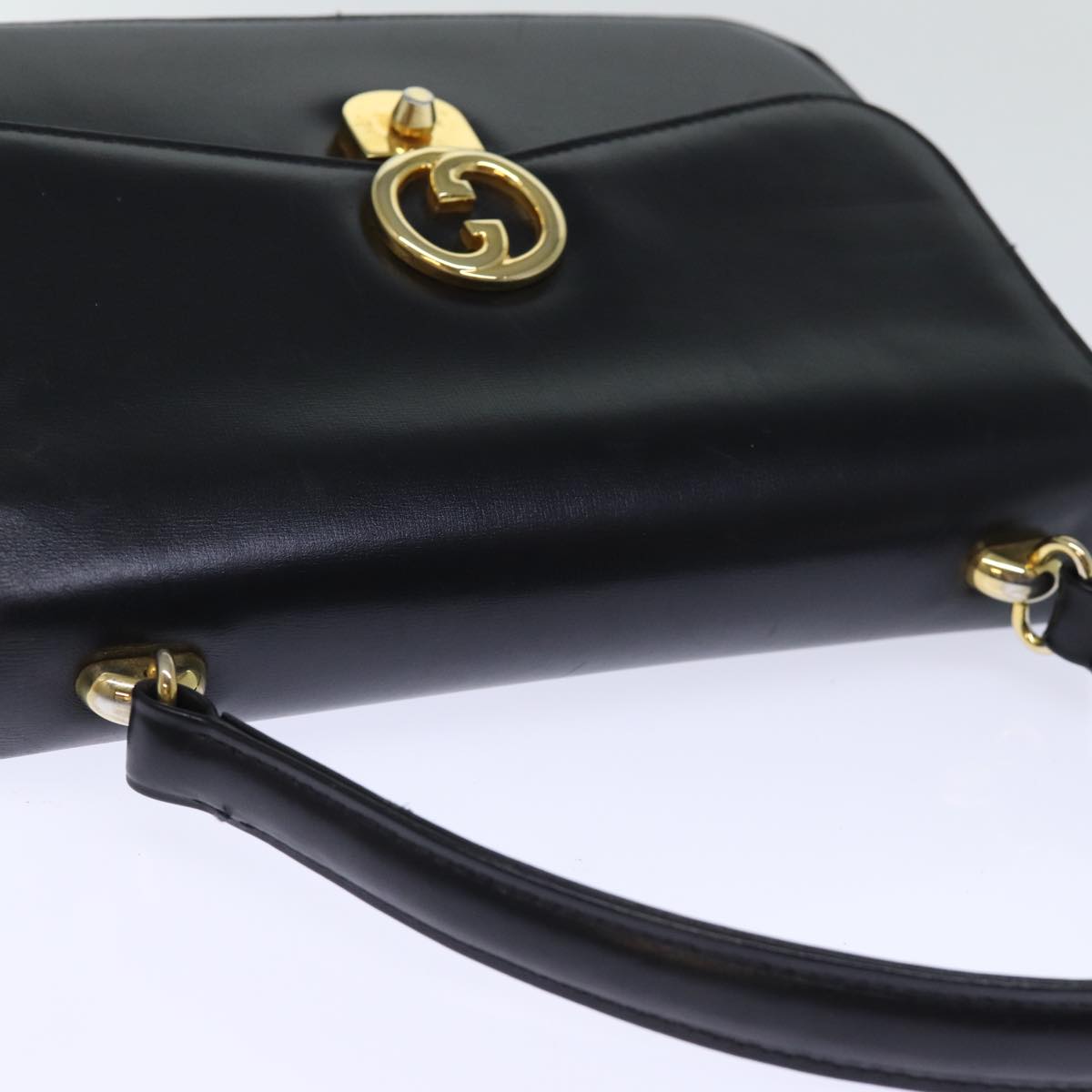 GUCCI Hand Bag Leather Black Auth bs14246