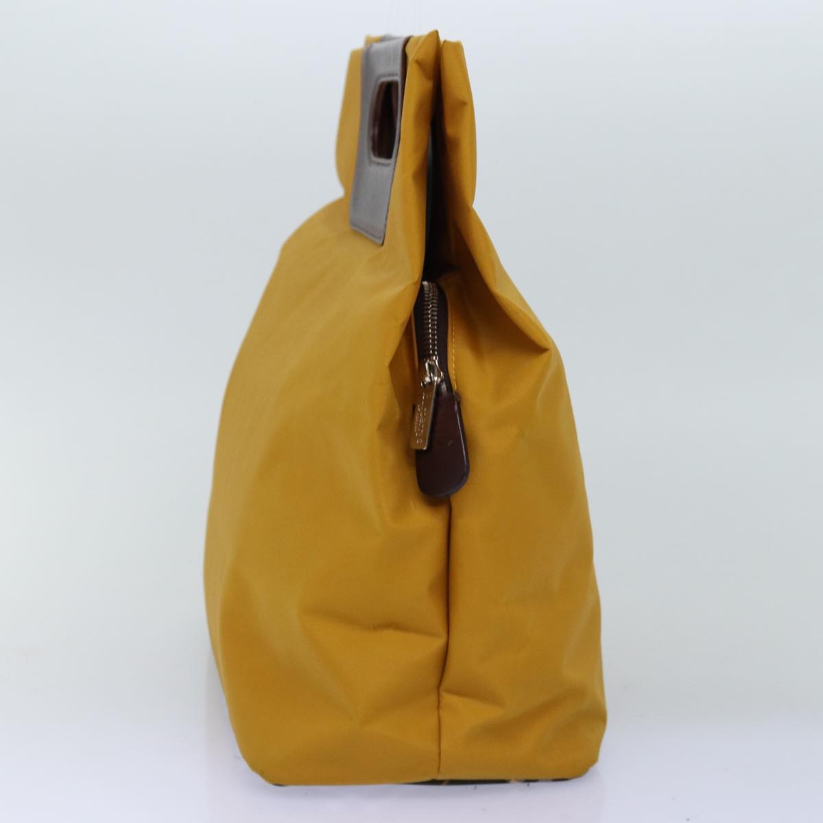 Burberrys Nova Check Blue Label Hand Bag Nylon Yellow Auth bs14254