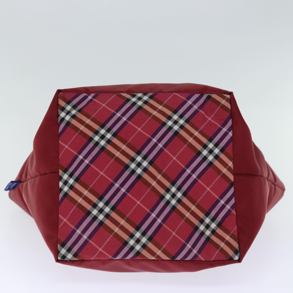 BURBERRY Nova Check Blue Label Tote Bag Nylon Red Auth bs14255