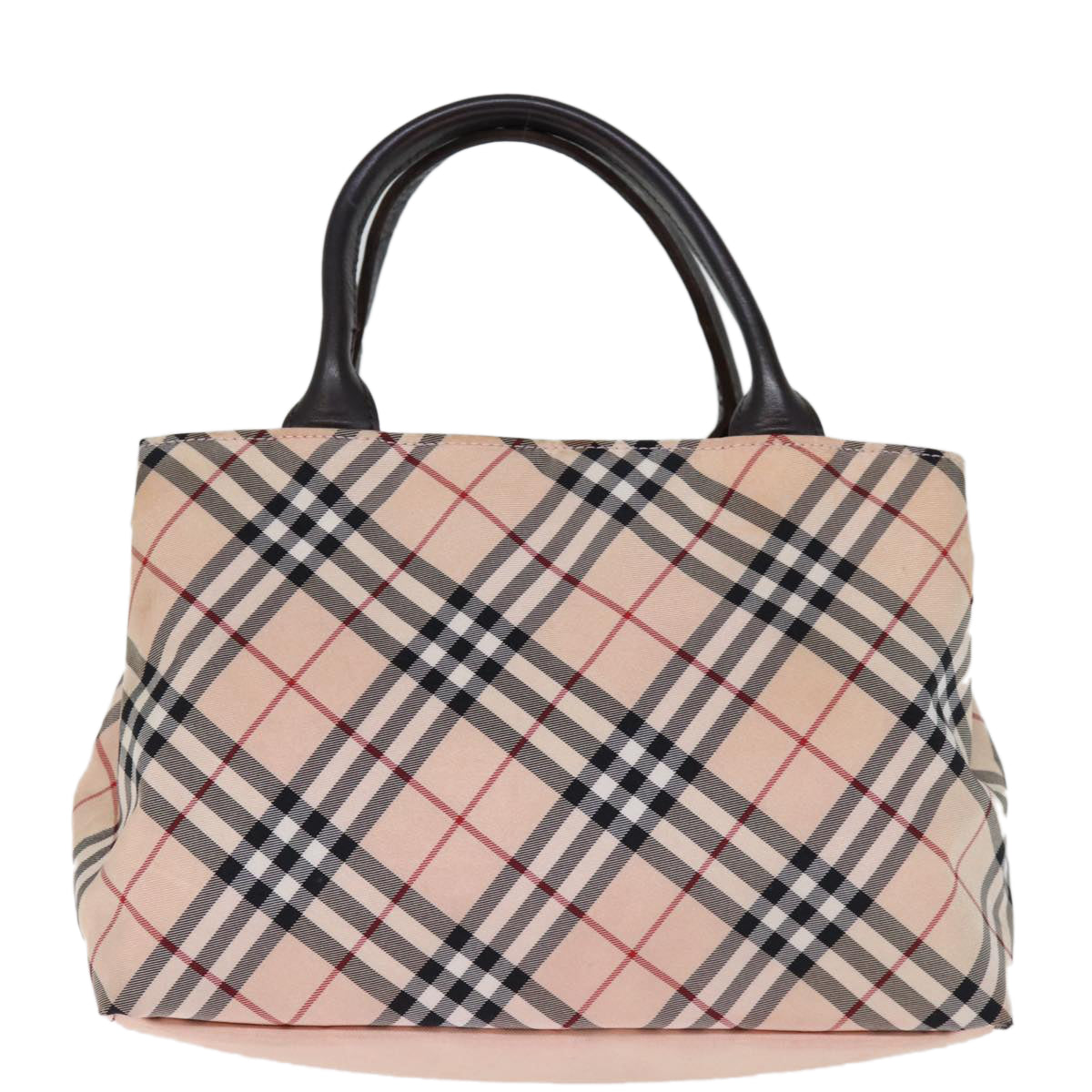 BURBERRY Nova Check Blue Label Hand Bag Nylon Pink Auth bs14256 - 0